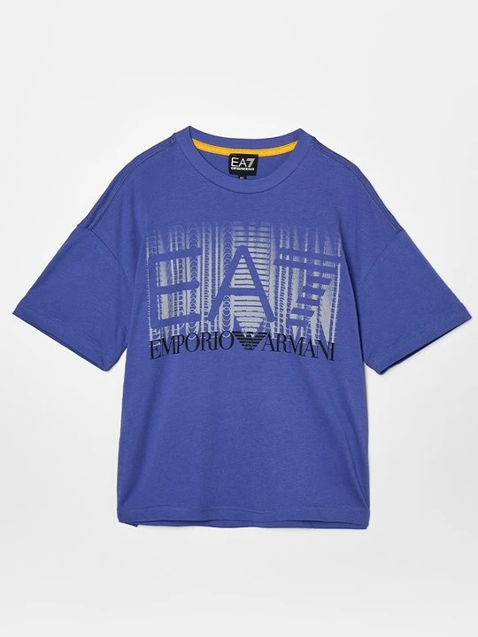 Zdjęcie produktu T-shirt z nadrukiem EA7 Emporio Armani niebieski
