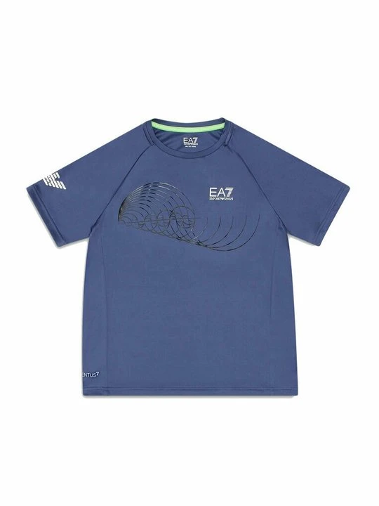 Zdjęcie produktu T-shirt z nadrukiem EA7 Emporio Armani niebieski