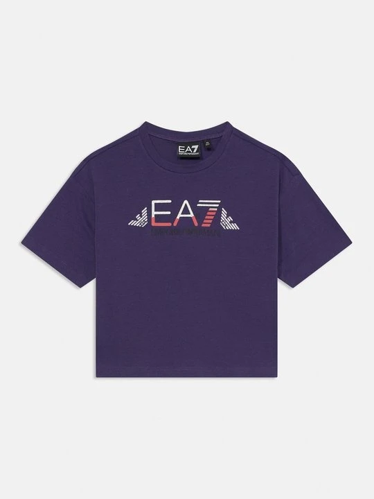 Zdjęcie produktu T-shirt z nadrukiem EA7 Emporio Armani fioletowy