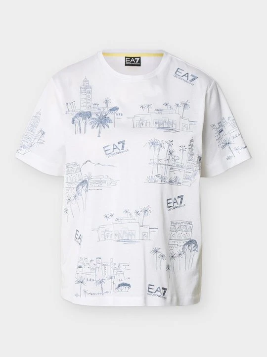 Zdjęcie produktu T-shirt z nadrukiem EA7 Emporio Armani biały
