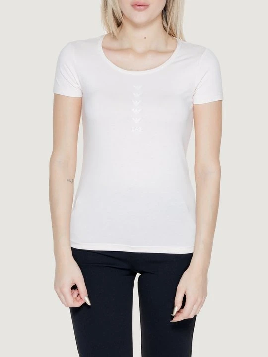 Zdjęcie produktu T-shirt z nadrukiem EA7 Emporio Armani jasnoróżowy