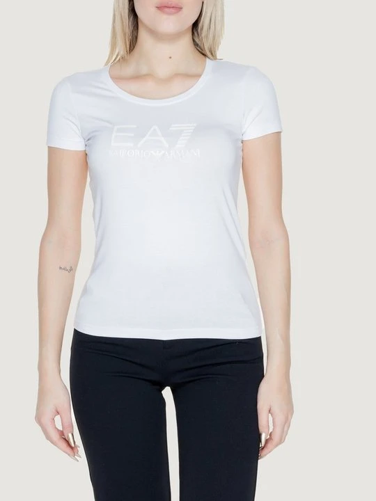 Zdjęcie produktu T-shirt z nadrukiem EA7 Emporio Armani mleczny