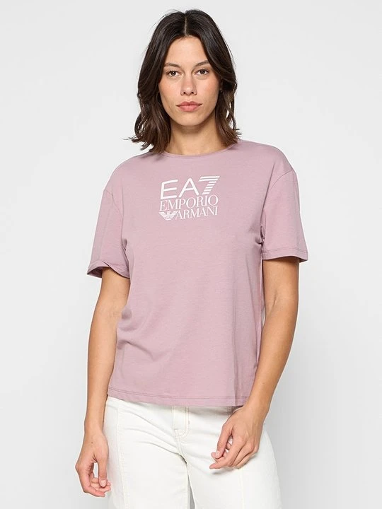 Zdjęcie produktu T-shirt z nadrukiem EA7 Emporio Armani mauve