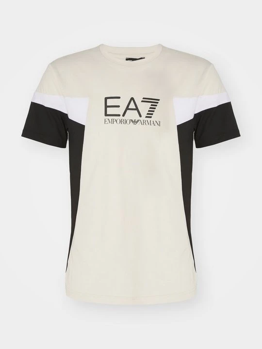 Zdjęcie produktu T-shirt z nadrukiem EA7 Emporio Armani beżowy