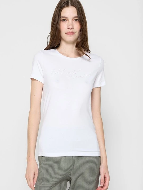 Zdjęcie produktu T-shirt z nadrukiem EA7 Emporio Armani biały