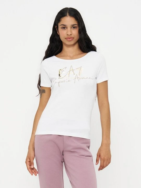 Zdjęcie produktu T-shirt z nadrukiem EA7 Emporio Armani biały