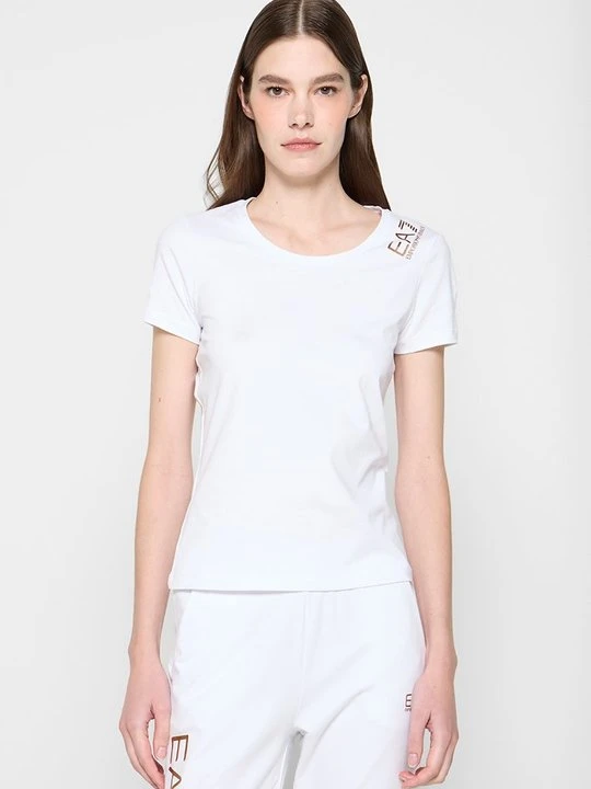 Zdjęcie produktu T-shirt z nadrukiem EA7 Emporio Armani biały