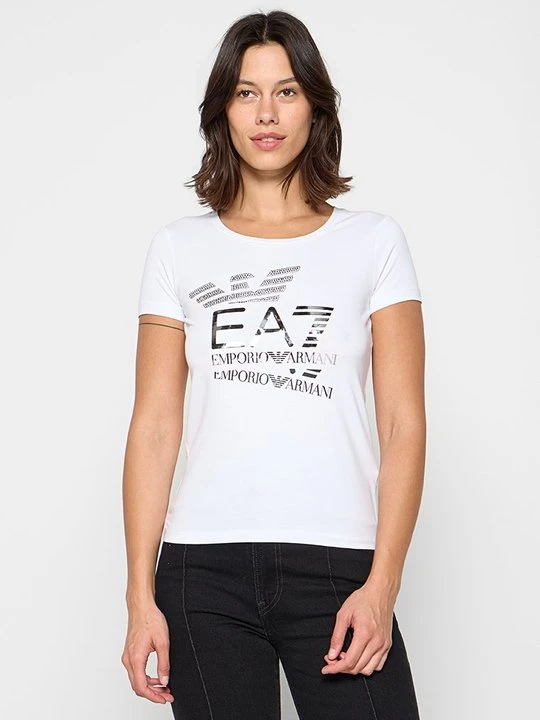 Zdjęcie produktu T-shirt z nadrukiem EA7 Emporio Armani biały