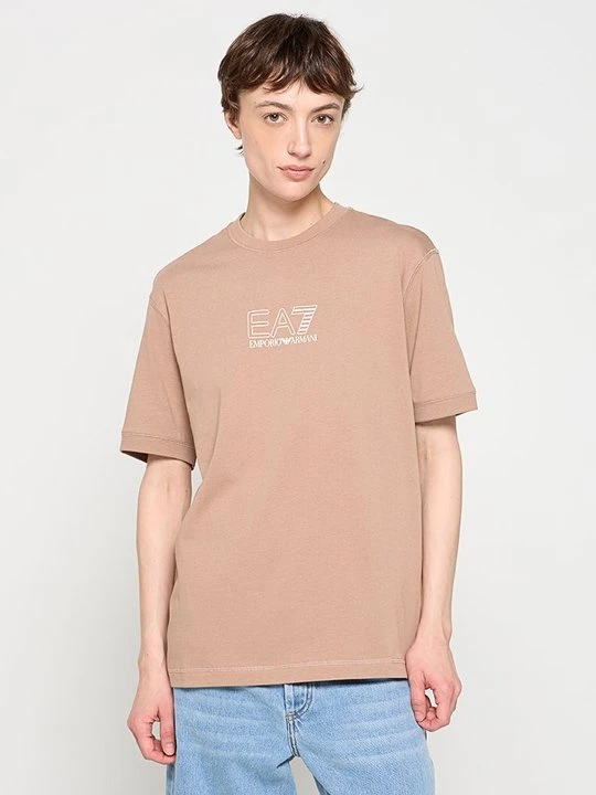 Zdjęcie produktu T-shirt z nadrukiem EA7 Emporio Armani brązowy
