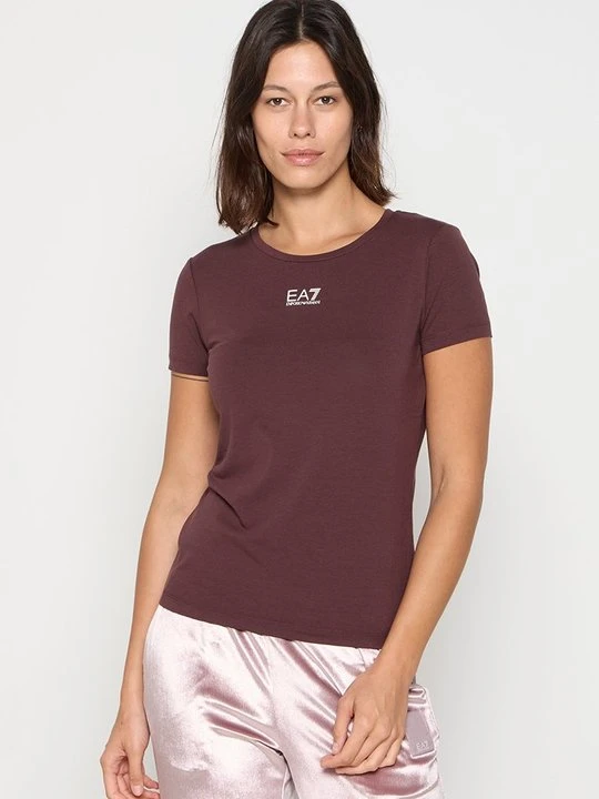 Zdjęcie produktu T-shirt z nadrukiem EA7 Emporio Armani brązowy