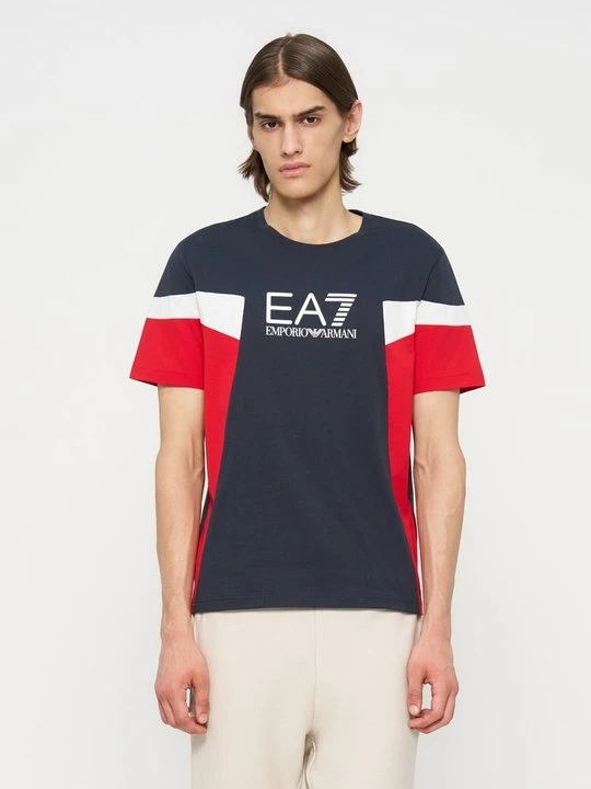 Zdjęcie produktu T-shirt z nadrukiem EA7 Emporio Armani granatowy