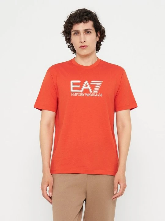 Zdjęcie produktu T-shirt z nadrukiem EA7 Emporio Armani jasnoczerwony