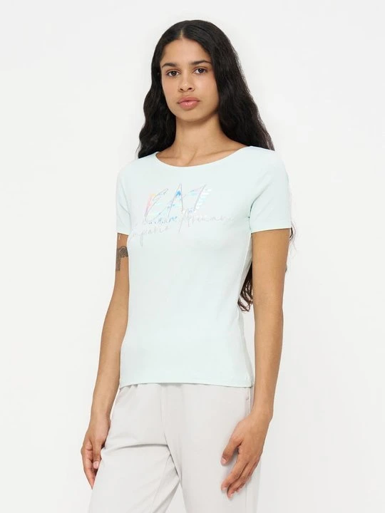 Zdjęcie produktu T-shirt z nadrukiem EA7 Emporio Armani jasnoniebieski
