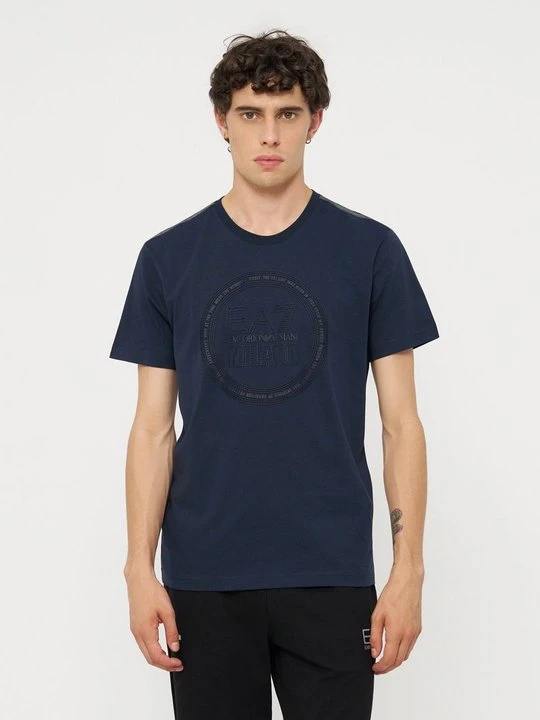 Zdjęcie produktu T-shirt z nadrukiem EA7 Emporio Armani metaliczna czerń