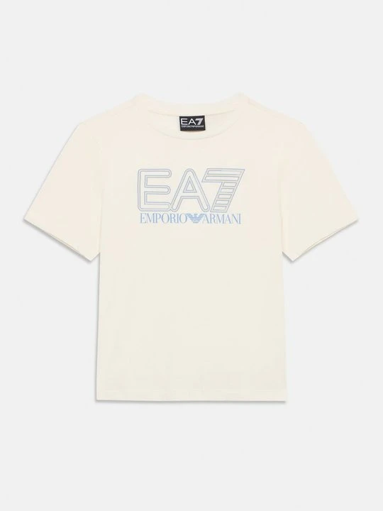 Zdjęcie produktu T-shirt z nadrukiem EA7 Emporio Armani mleczny