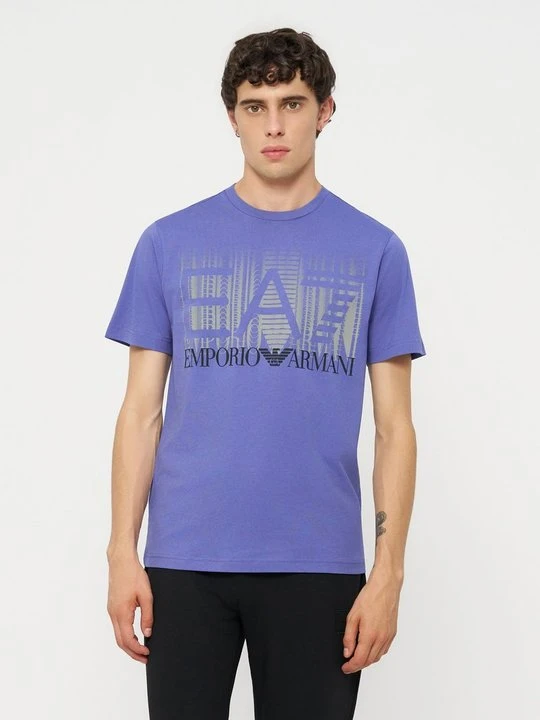 Zdjęcie produktu T-shirt z nadrukiem EA7 Emporio Armani niebieski