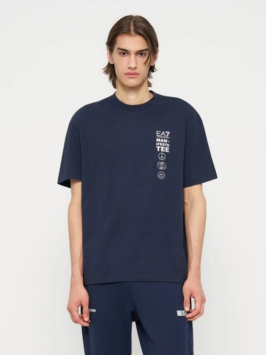 Zdjęcie produktu T-shirt z nadrukiem EA7 Emporio Armani niebieski