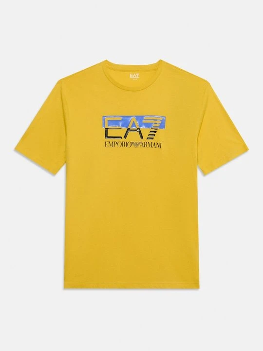 Zdjęcie produktu T-shirt z nadrukiem EA7 Emporio Armani żółty