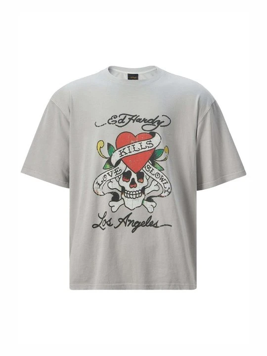 Zdjęcie produktu T-shirt z nadrukiem Ed Hardy szary