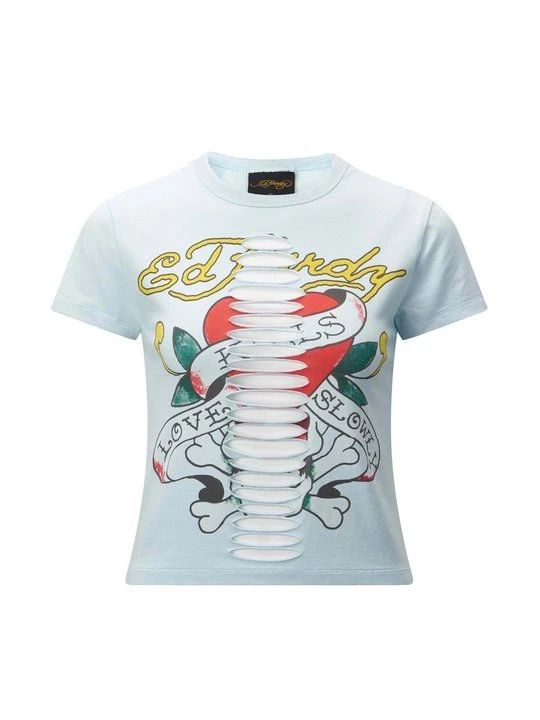 Zdjęcie produktu T-shirt z nadrukiem Ed Hardy jasnoniebieski