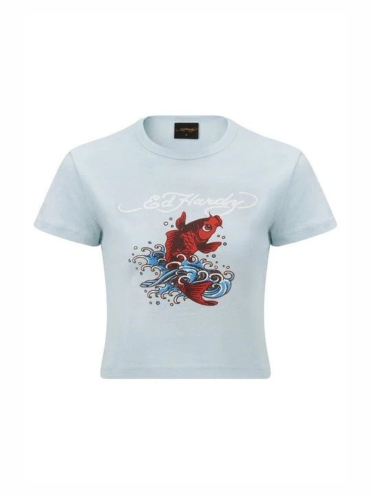 Zdjęcie produktu T-shirt z nadrukiem Ed Hardy niebieski