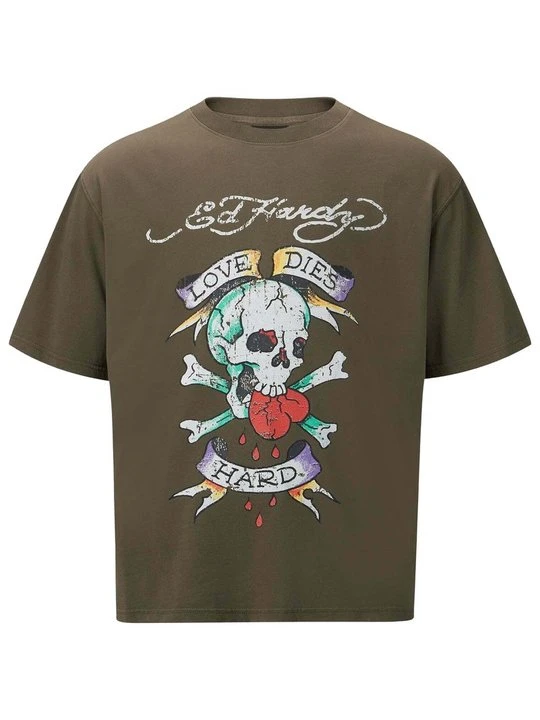 Zdjęcie produktu T-shirt z nadrukiem Ed Hardy khaki