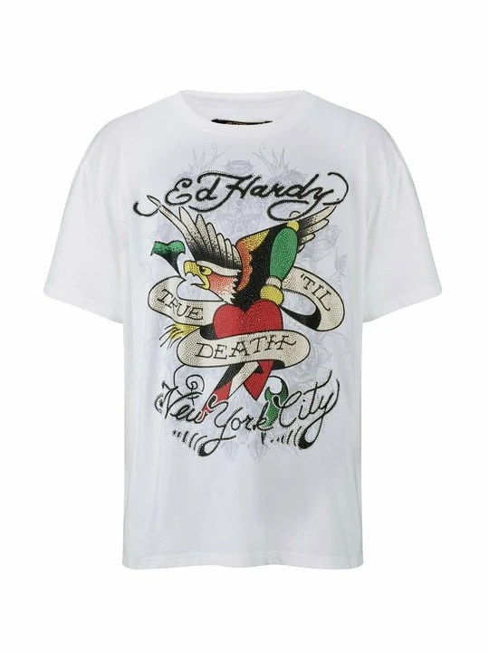 Zdjęcie produktu T-shirt z nadrukiem Ed Hardy biały