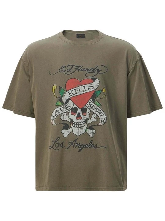 Zdjęcie produktu T-shirt z nadrukiem Ed Hardy oliwkowy
