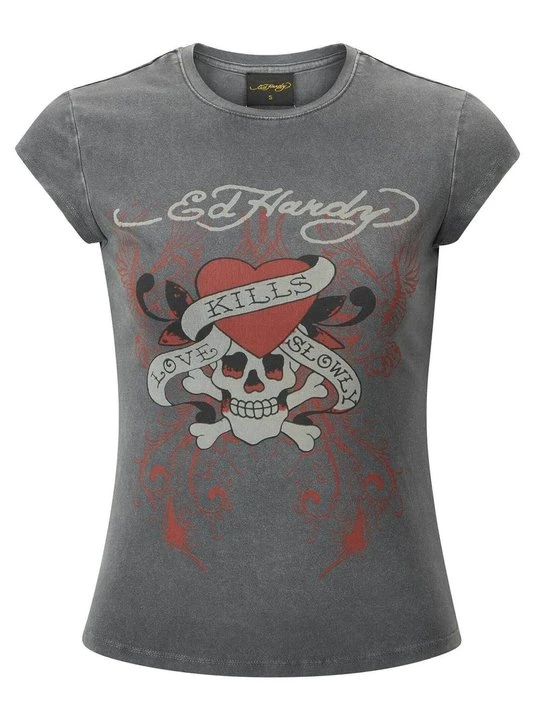 Zdjęcie produktu T-shirt z nadrukiem Ed Hardy szary