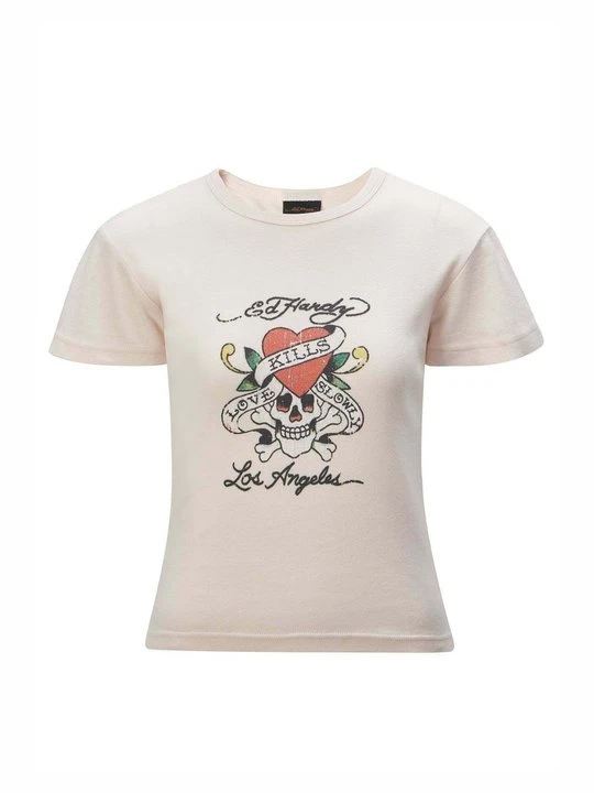 Zdjęcie produktu T-shirt z nadrukiem Ed Hardy jasnoróżowy
