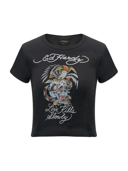 Zdjęcie produktu T-shirt z nadrukiem Ed Hardy ciemnoszary