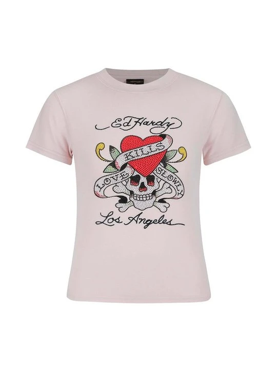 Zdjęcie produktu T-shirt z nadrukiem Ed Hardy różowy