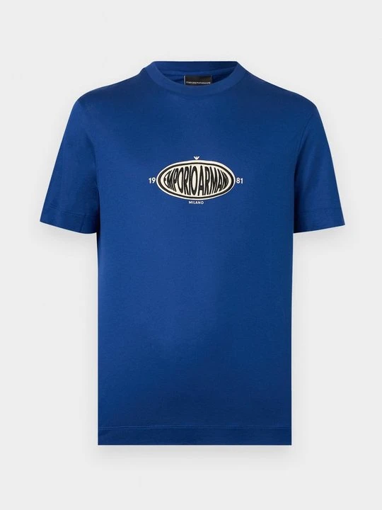 Zdjęcie produktu T-shirt z nadrukiem Emporio Armani niebieski