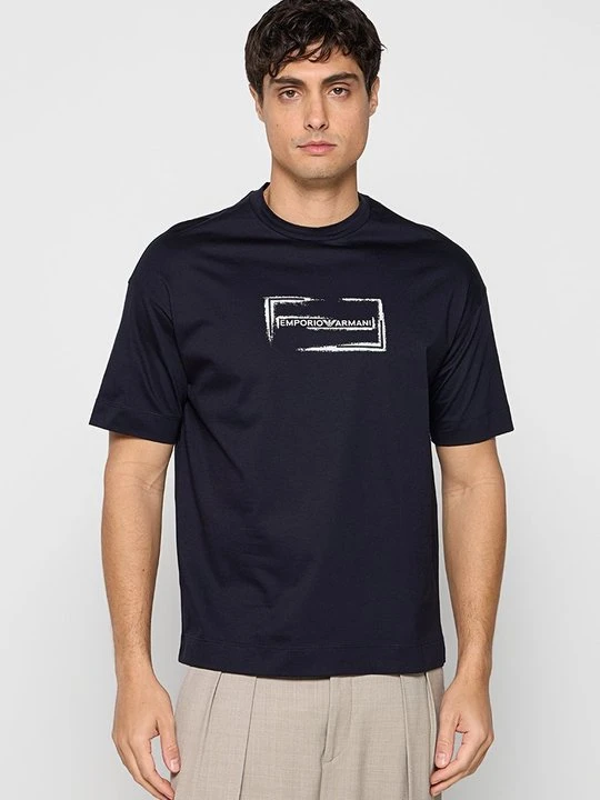 Zdjęcie produktu T-shirt z nadrukiem Emporio Armani niebieski