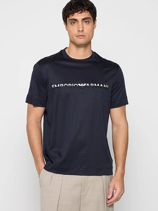 Zdjęcie produktu T-shirt z nadrukiem Emporio Armani niebieski