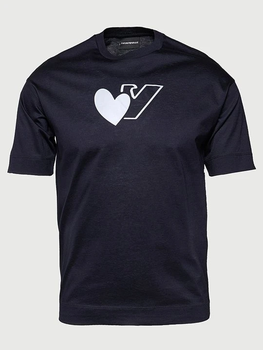 Zdjęcie produktu T-shirt z nadrukiem Emporio Armani niebieski