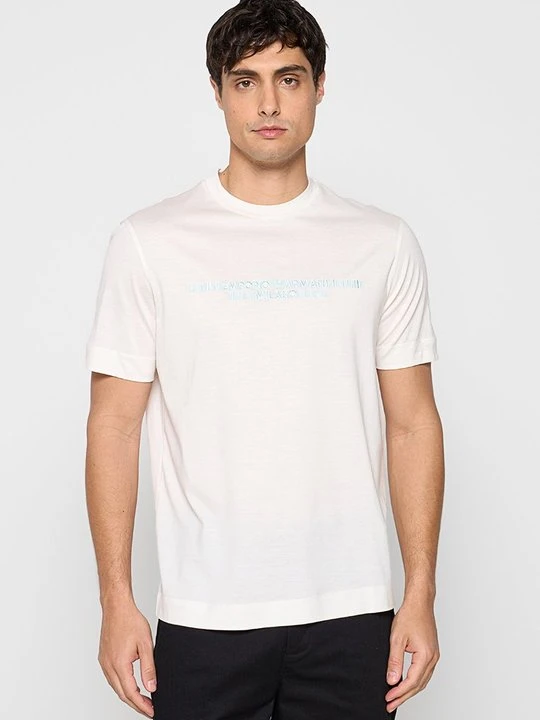 Zdjęcie produktu T-shirt z nadrukiem Emporio Armani jasnożółty