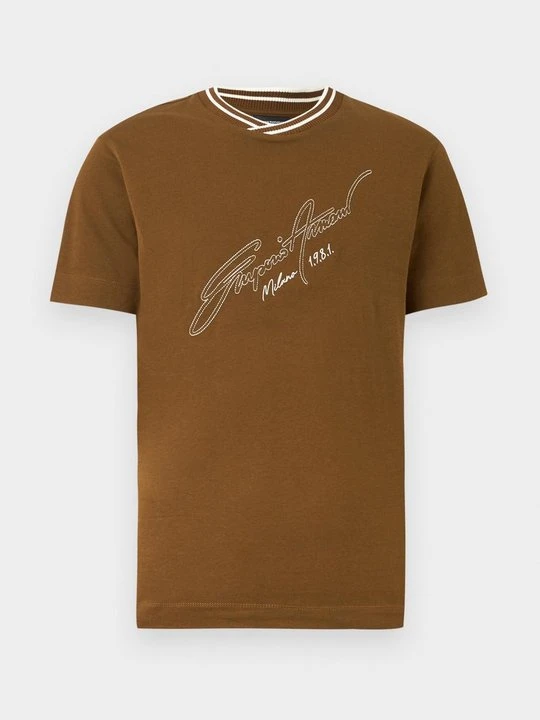 Zdjęcie produktu T-shirt z nadrukiem Emporio Armani brązowy