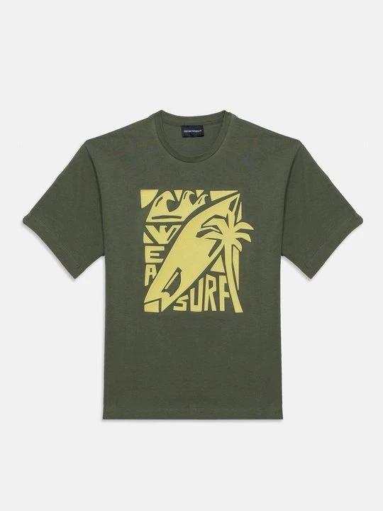 Zdjęcie produktu T-shirt z nadrukiem Emporio Armani jasny brąz