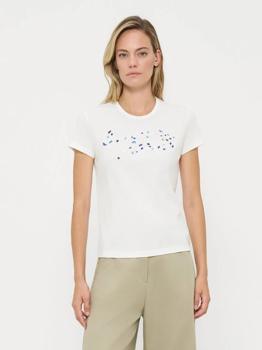 Zdjęcie produktu T-shirt z nadrukiem Emporio Armani mleczny