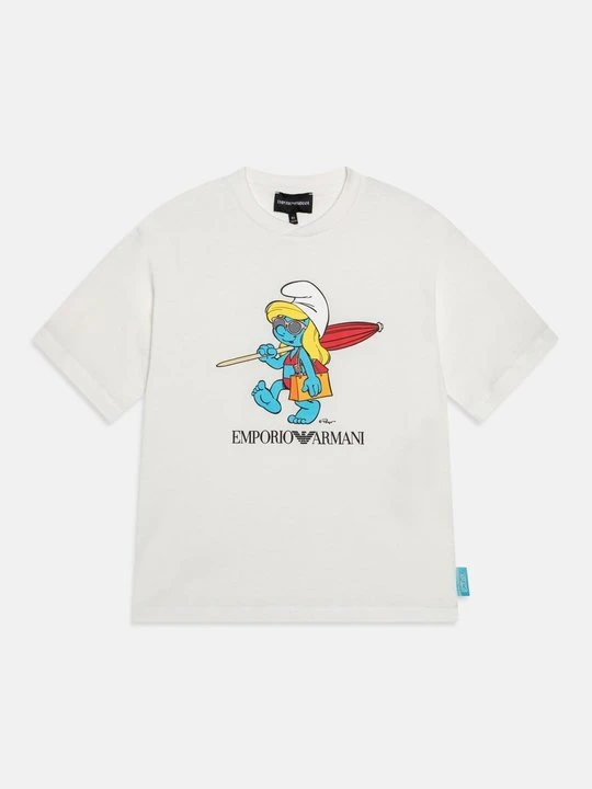 Zdjęcie produktu T-shirt z nadrukiem Emporio Armani mleczny
