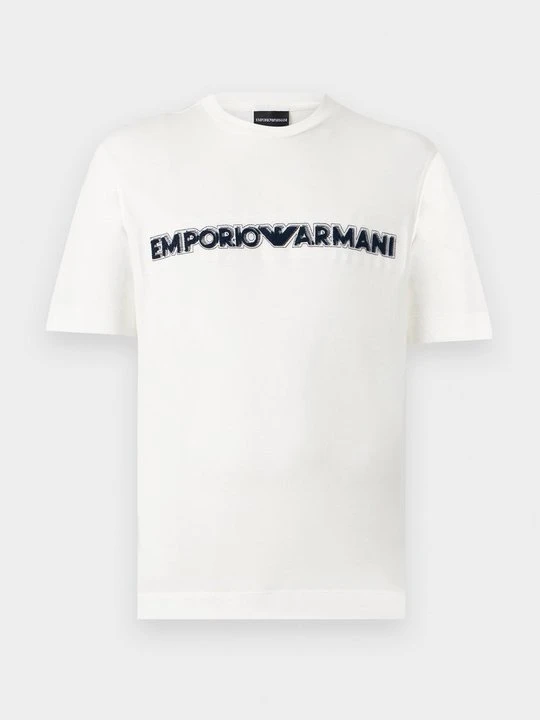 Zdjęcie produktu T-shirt z nadrukiem Emporio Armani mleczny