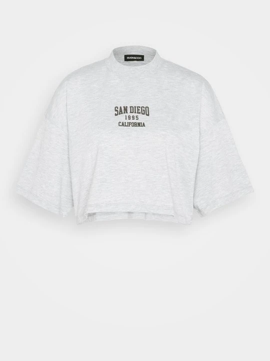Zdjęcie produktu T-shirt z nadrukiem Even&Odd jasnoszary melanż