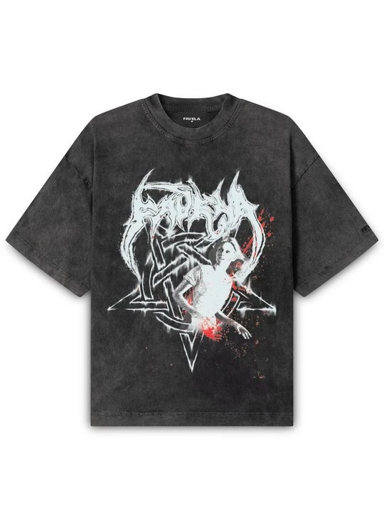 Zdjęcie produktu T-shirt z nadrukiem FAVELA czarny