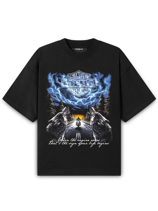 Zdjęcie produktu T-shirt z nadrukiem FAVELA czarny