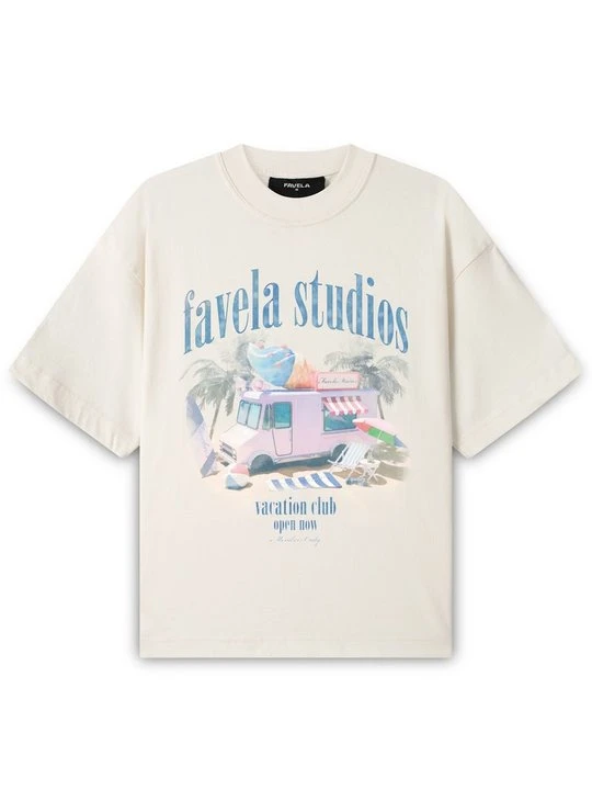 Zdjęcie produktu T-shirt z nadrukiem FAVELA mleczny