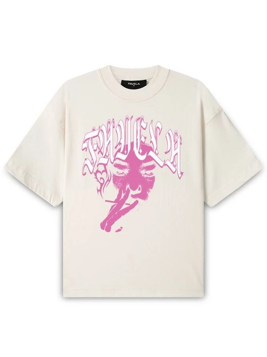 Zdjęcie produktu T-shirt z nadrukiem FAVELA mleczny
