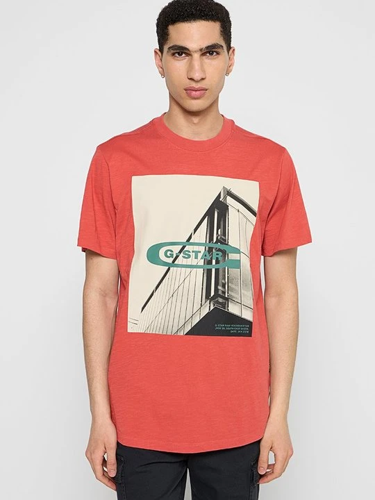 Zdjęcie produktu T-shirt z nadrukiem G-Star czerwony