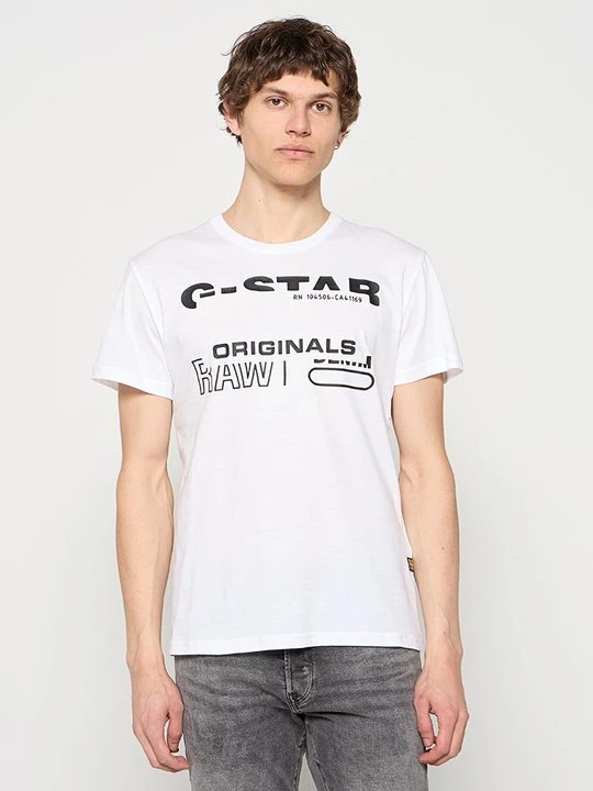Zdjęcie produktu T-shirt z nadrukiem G-Star biały