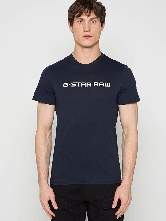 Zdjęcie produktu T-shirt z nadrukiem G-Star ciemnoniebieski